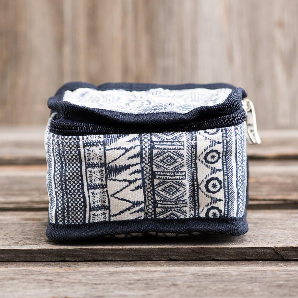 Medium Durable Navy Geometric Print Essential Oil Carrying Case
