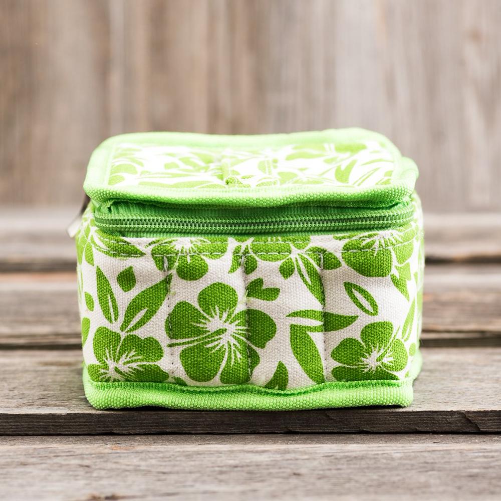Medium Durable Lime Green Hibiscus Print Essential Oil Carrying Case