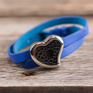 Metal Wrap Style Diffuser Bracelet - Heart (Blue)
