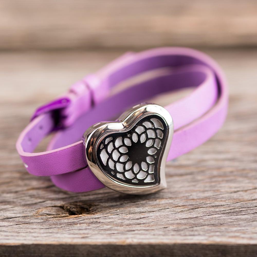 Metal Wrap Style Diffuser Bracelet - Heart (Lilac)