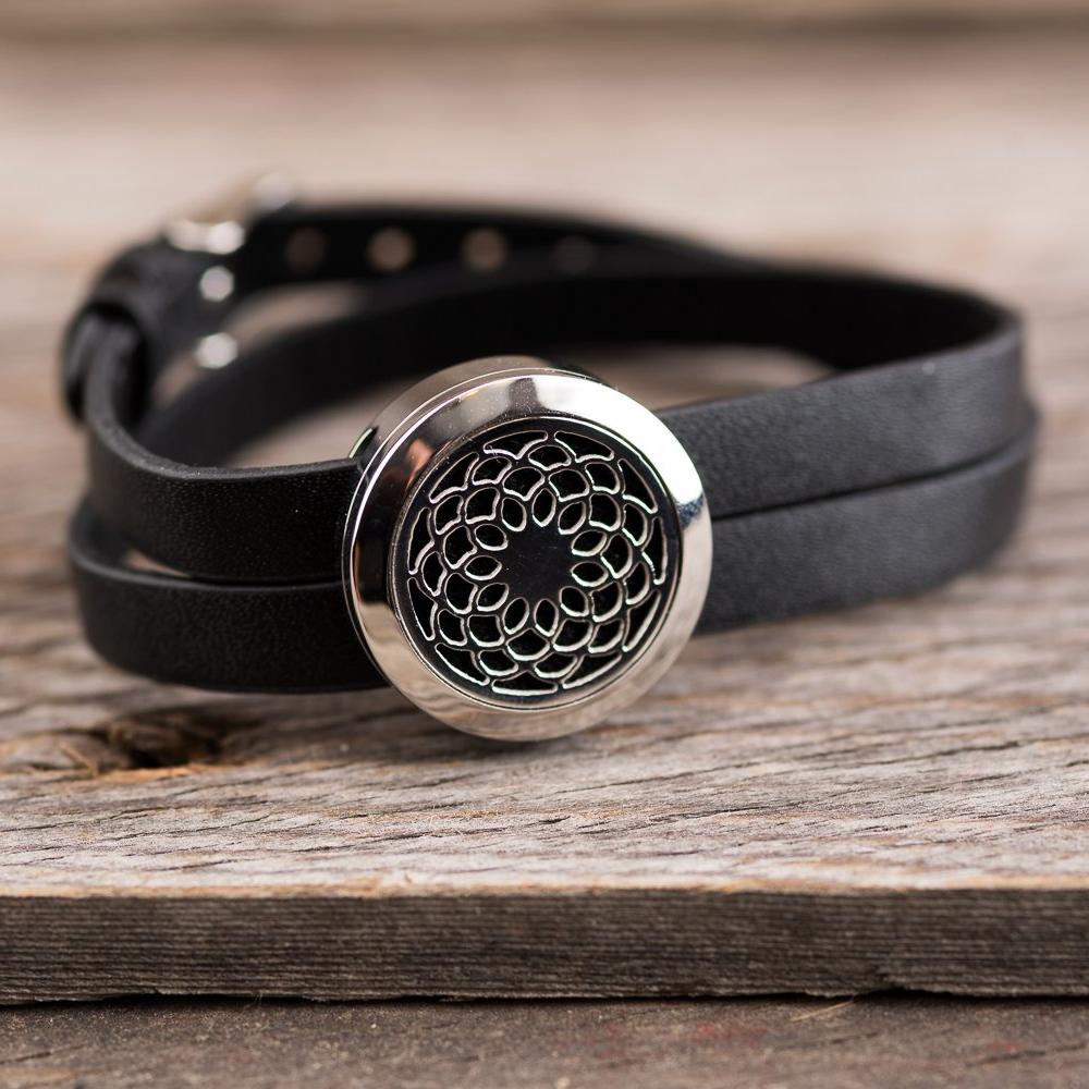 Metal Wrap Style Diffuser Bracelet - Circle (Black)