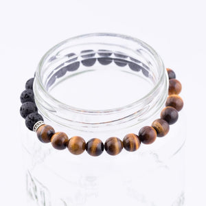 Tiger's Eye Lava Bead Stretch Bracelet